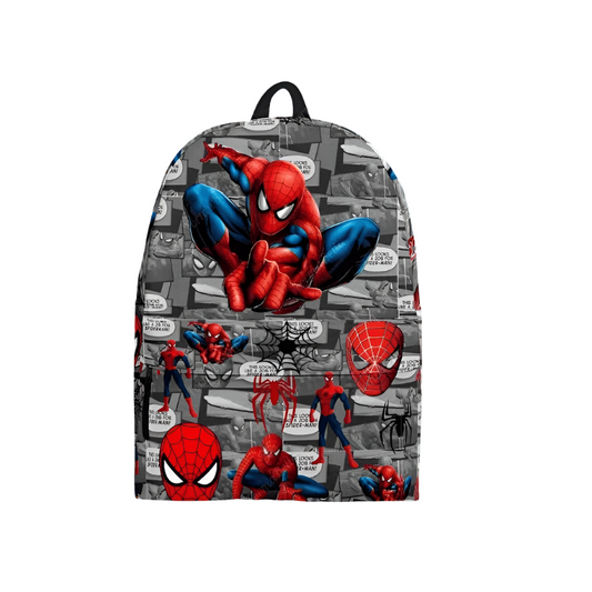 Spiderman Backpack MV Spiderman Hero Comic Pattern Backpacks Gray