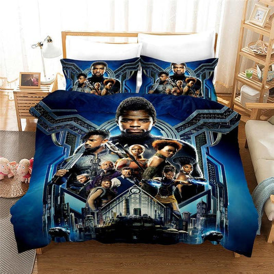 Black Panther Bedding Set MV Black Panther Characters Graphic Duvet Covers Black Blue Unique Gift