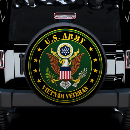 Veteran Spare Tire Cover US Army Symbol Vietnam Veteran Tire Covers Black Green