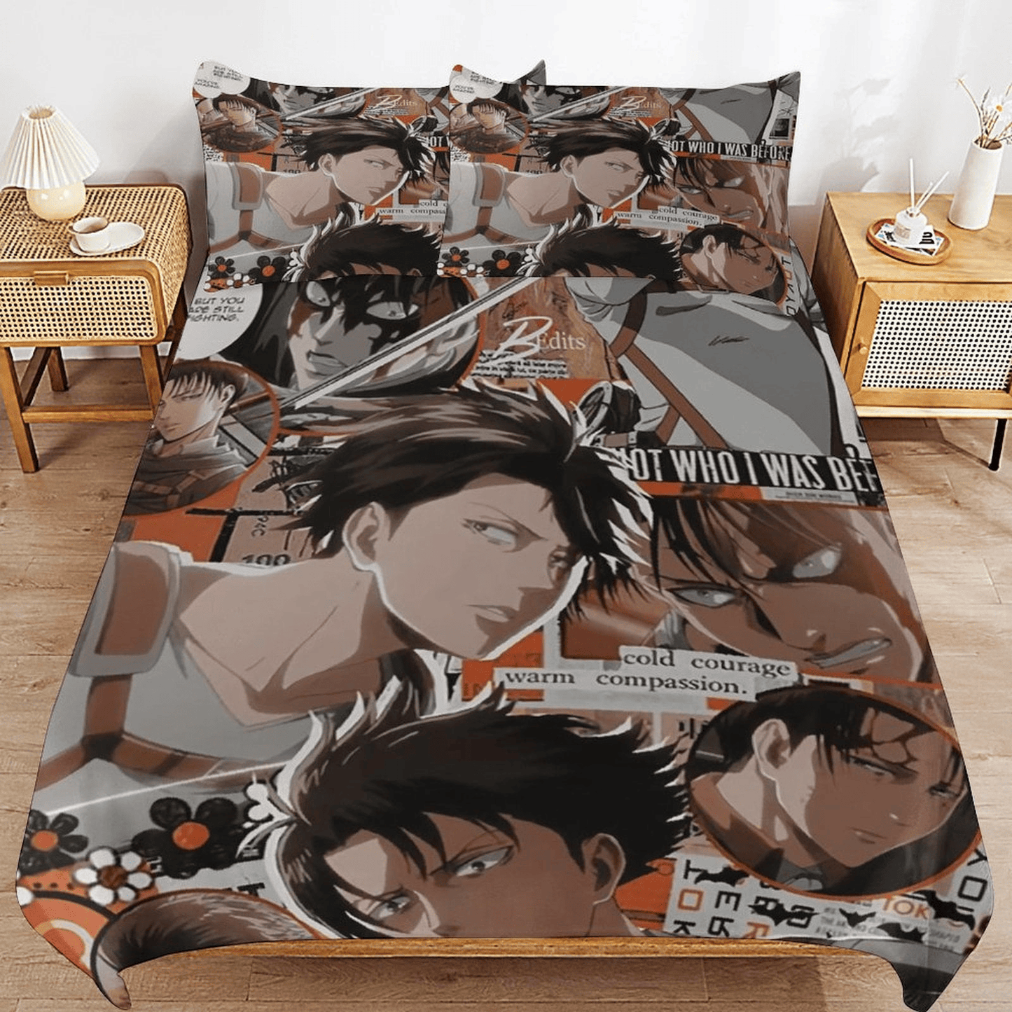 Attack On Titan Bedding Set Levi Ackerman Noth Who I Was Before Duvet Covers Brown Unique Gift