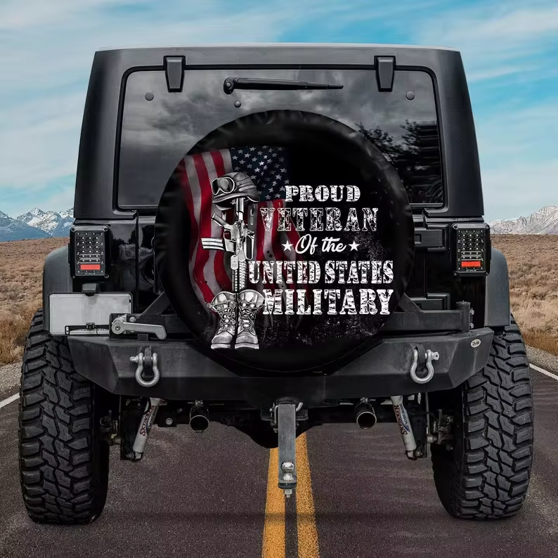 Veteran Spare Tire Cover Proud Veteran Of The United State Military Tire Covers Black