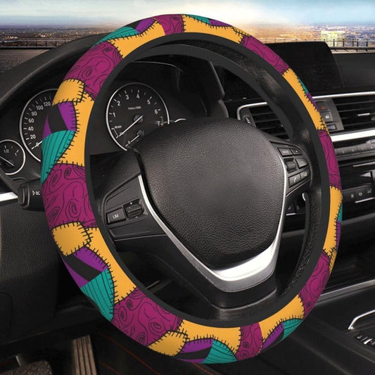 TNBC Steering Wheel Cover Sally Clothes Fabric Pattern Driving Wheel Cover Colorful