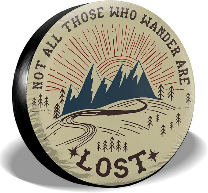 Camping Spare Tire Cover Not All Those Who Wander Are Lost Tire Covers Yellow