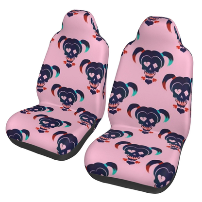 Harley Quinn Car Seat Covers DC Harley Quinn Skull Symbol Pattern Seat Covers Pink