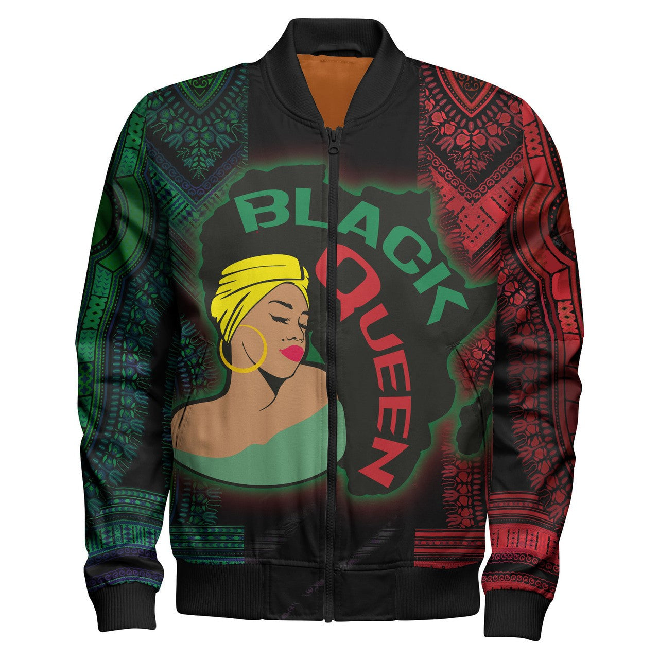 Africa Americans Bomber Jacket Black Queen Graphic African Pattern Bomber Green Red Unisex