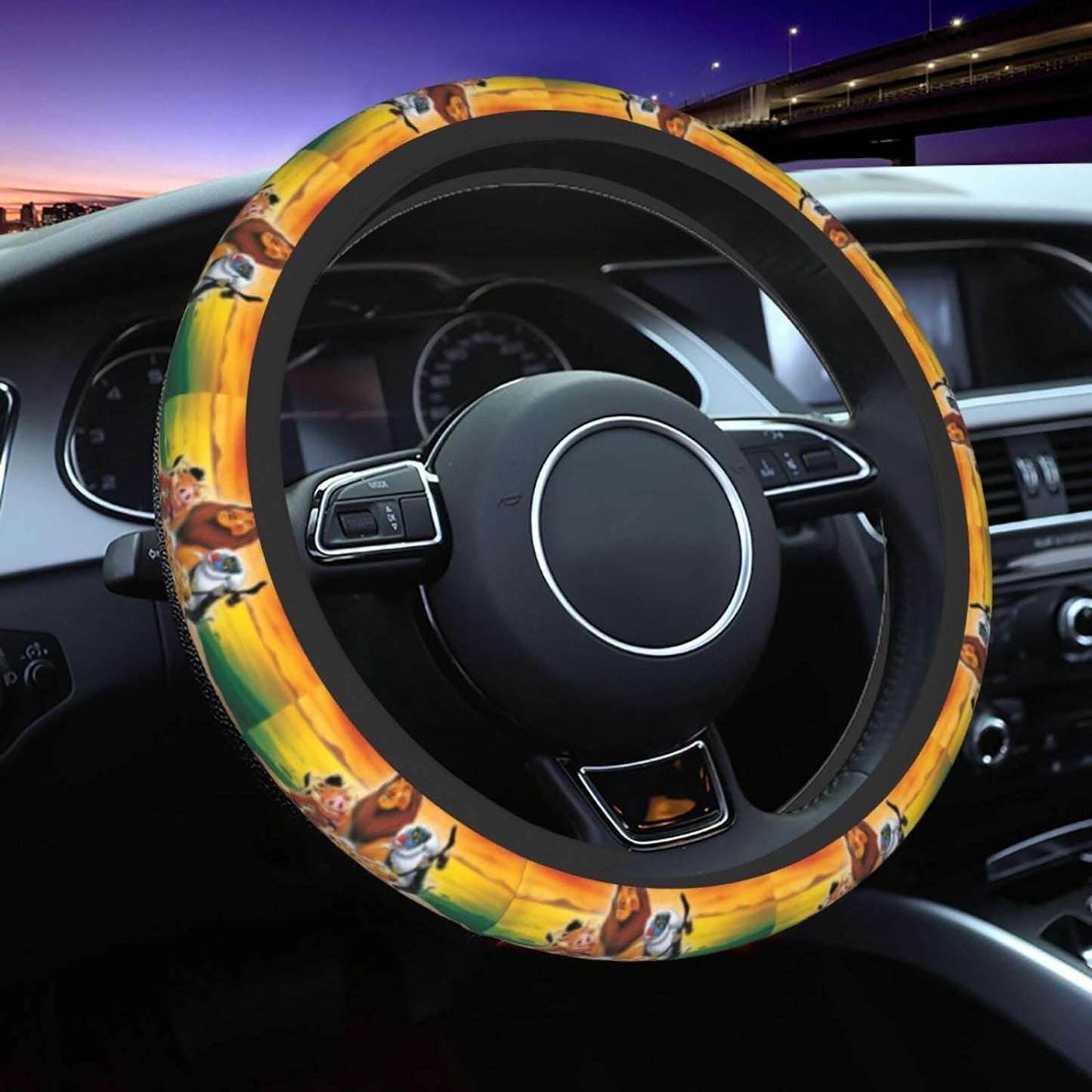 LK Steering Wheel Cover Simba Pumba And Rafiki Driving Wheel Cover Colorful