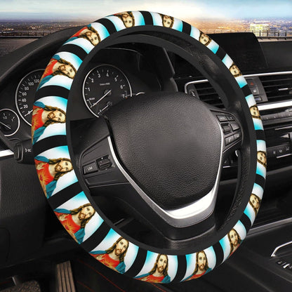 Jesus Steering Wheel Cover Sacred Heart Of Jesus Driving Wheel Cover Colorful