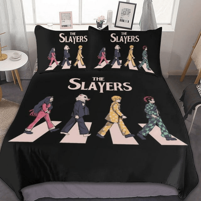 Demon Slayer Bedding Set The Slayer Character Abbey Road Duvet Covers Black Unique Gift