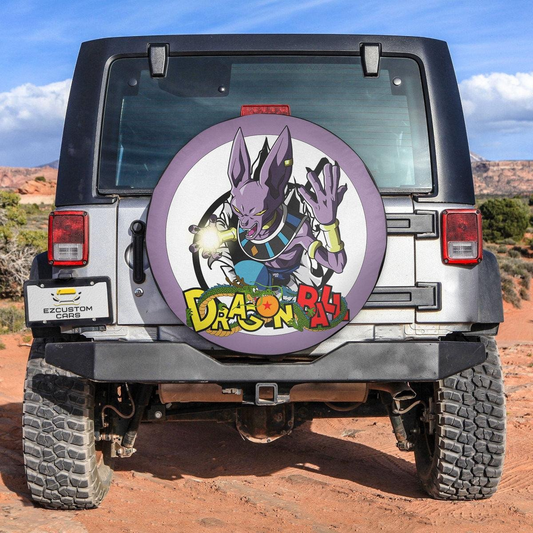 Dragon Ball Spare Tire Cover Dragon Ball Character Beerus Graphic Tire Covers White Purple