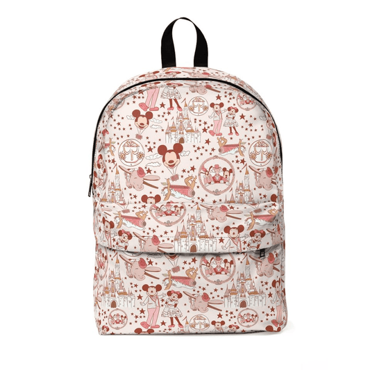 DN Backpack DN World Characters Castle Pattern Backpacks Pink