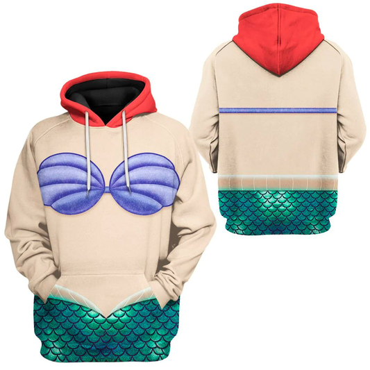 DN Hoodie DN Princess Ariel Mermaid Costume Hoodie Colorful Unisex