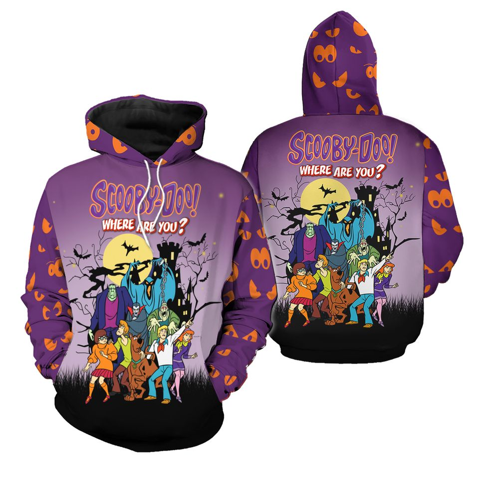 Scooby Doo Hoodie Scooby Doo Where Are You Halloween Hoodie Purple Unisex