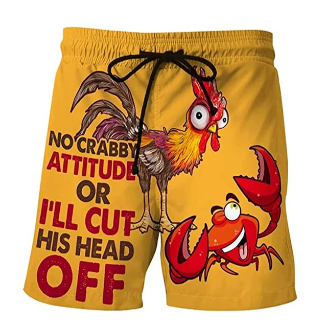 Funny Shorts No Crabby Attitude Or His Head Off Beach Shorts Orange