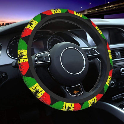 Africa Americans Steering Wheel Cover Reggae Rasta Lips Pattern Driving Wheel Cover Colorful