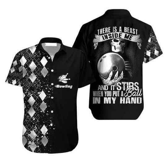 Bowling Hawaii Shirt There Is A Beast Inside Me Hawaiian Shirt Black White Unisex