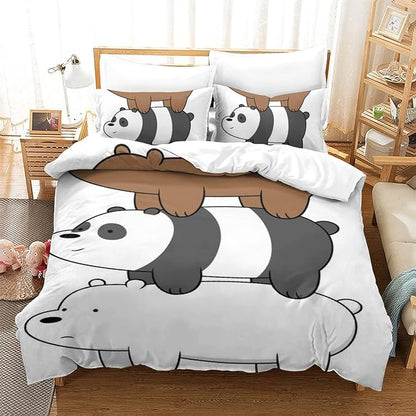 We Bare Bear Bedding Set We Bare Bear Build Tower Duvet Covers White Unique Gift