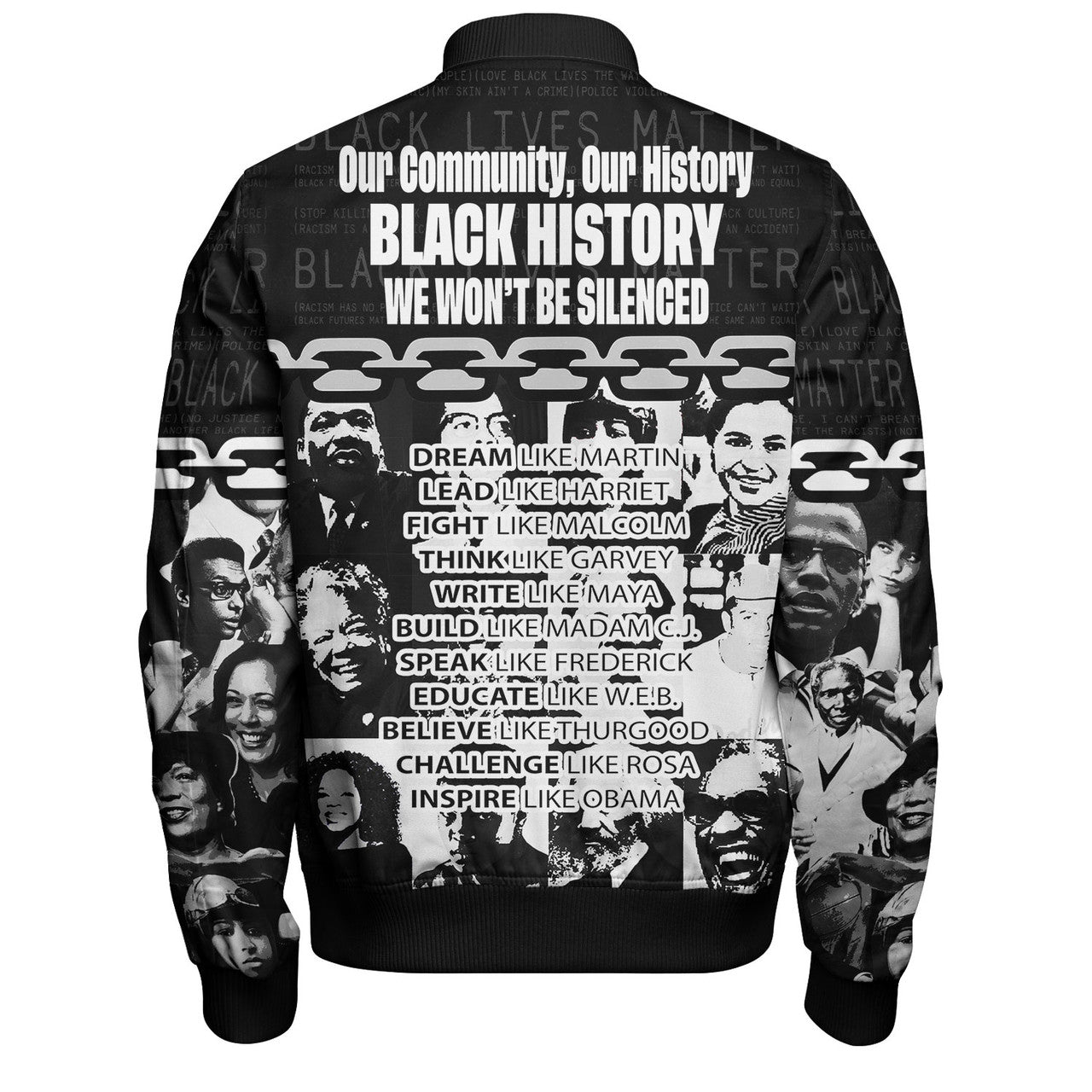 Africa Americans Bomber Jacket Black Resistance Revine Reclaim Rejoice Bomber Black Unisex