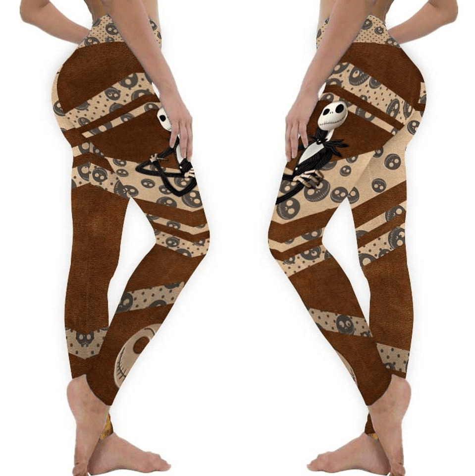 TNBC Leggings Jack Character Graphic Face Pattern High Waisted Legging Brown For Women