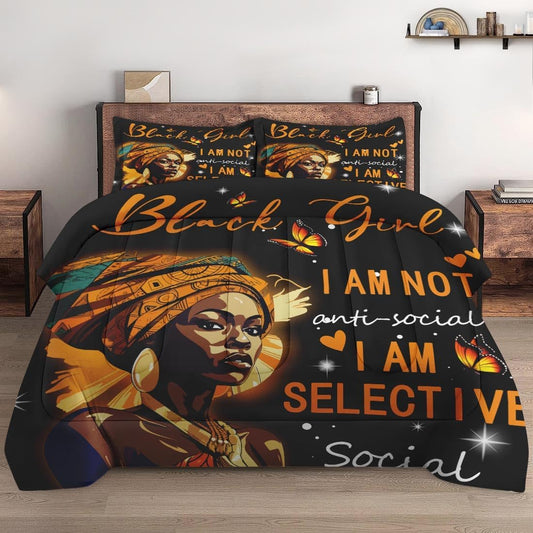 Africa Americans Bedding Set I Am Not Anti Social I Am Selective Duvet Covers Black Unique Gift