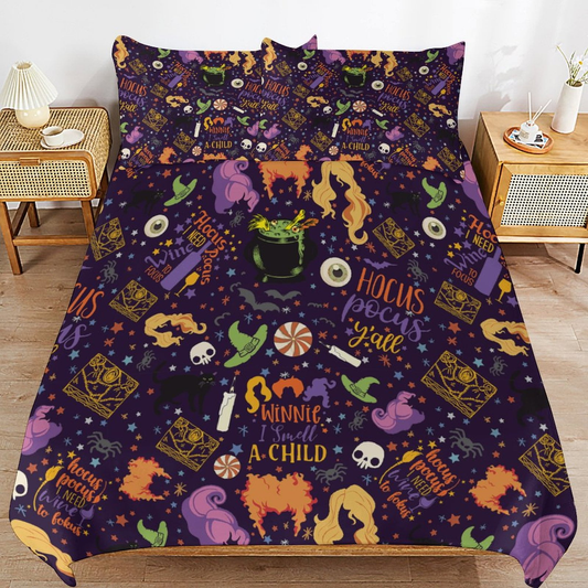 Hocus Pocus Bedding Set Hocus Pocus Witch Items Pattern Duvet Covers Purple Unique Gift