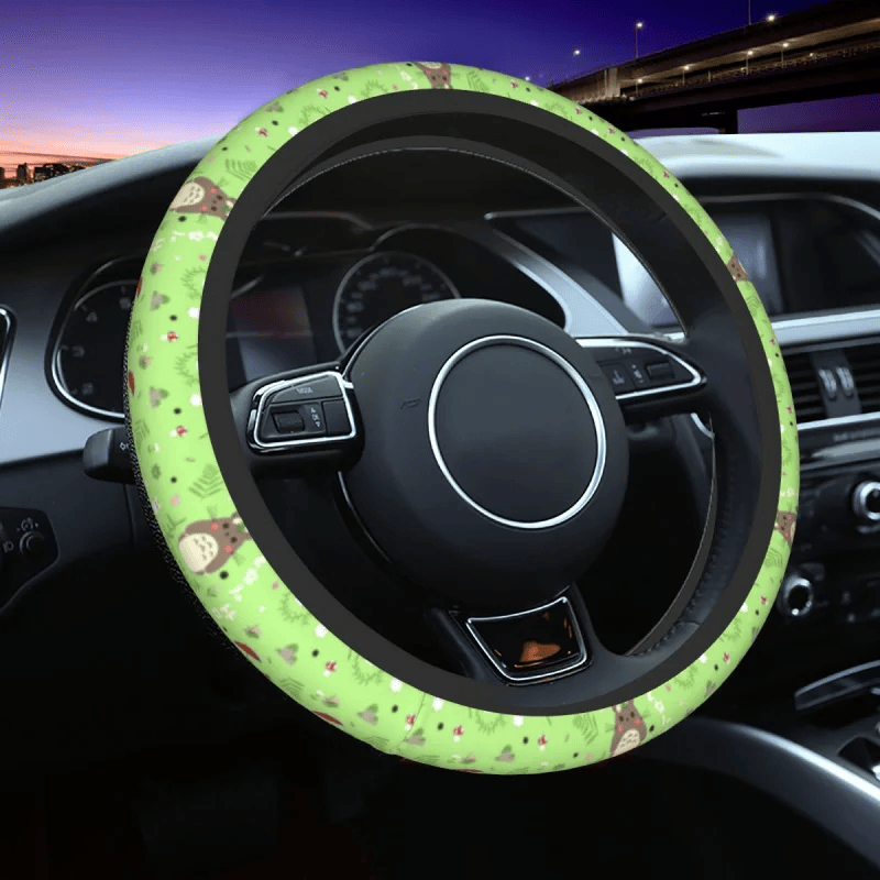 SGhibli Steering Wheel Cover Totoro In The Field Pattern Driving Wheel Cover Green