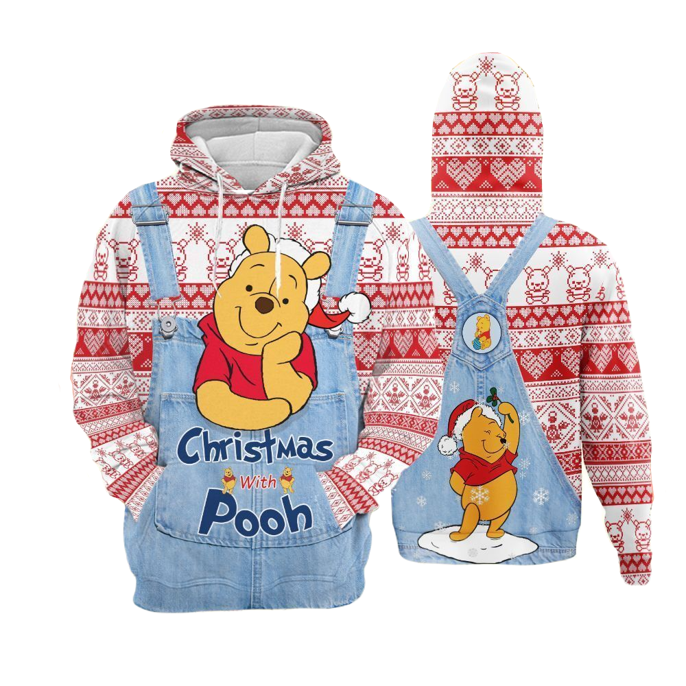 Unifinz DN Christmas Hoodie Winnie The Pooh Hoodie Christmas With Pooh Santa Pooh Hoodie 2023