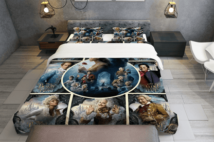 Beauty And The Beast Bedding Set Beauty And The Beast All Characters Duvet Covers Blue Unique Gift