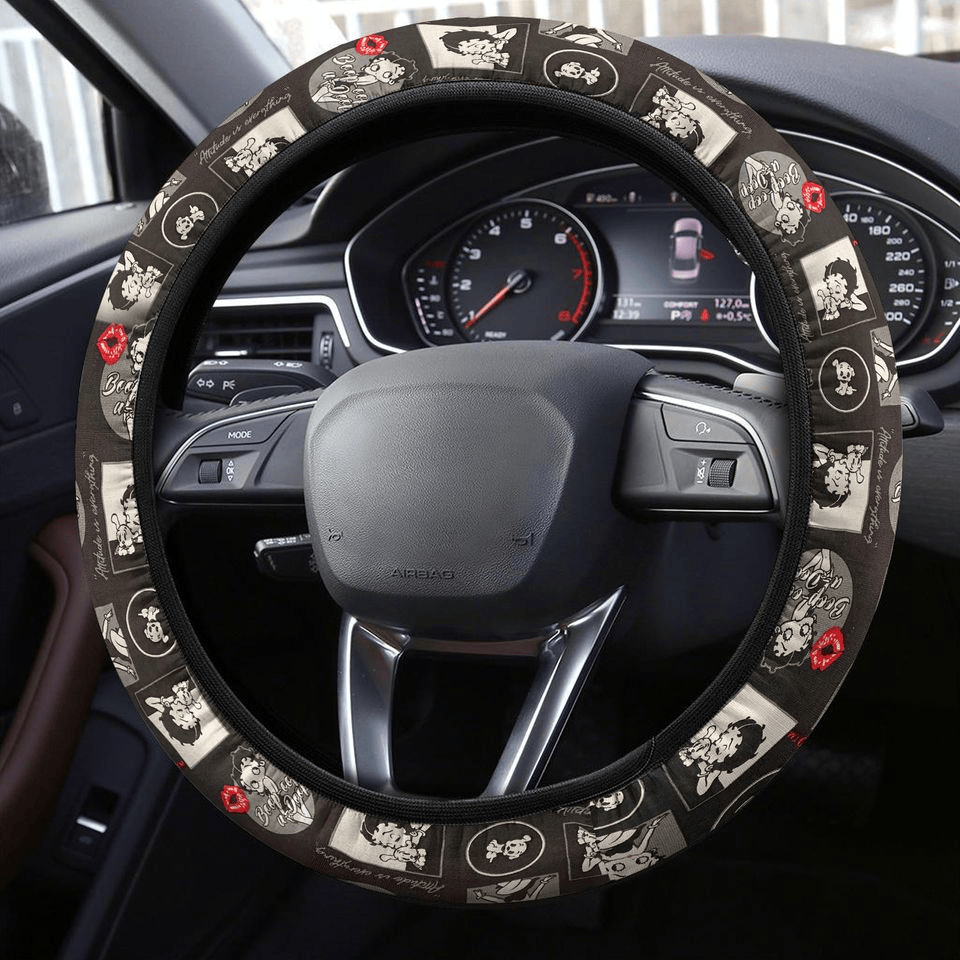 Betty Boop Steering Wheel Cover Betty Boop Attitude Is Everything Driving Wheel Cover Black