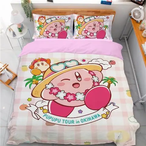 Kirby Bedding Set Pupupu Tour In Okinawa Duvet Covers Pink Unique Gift