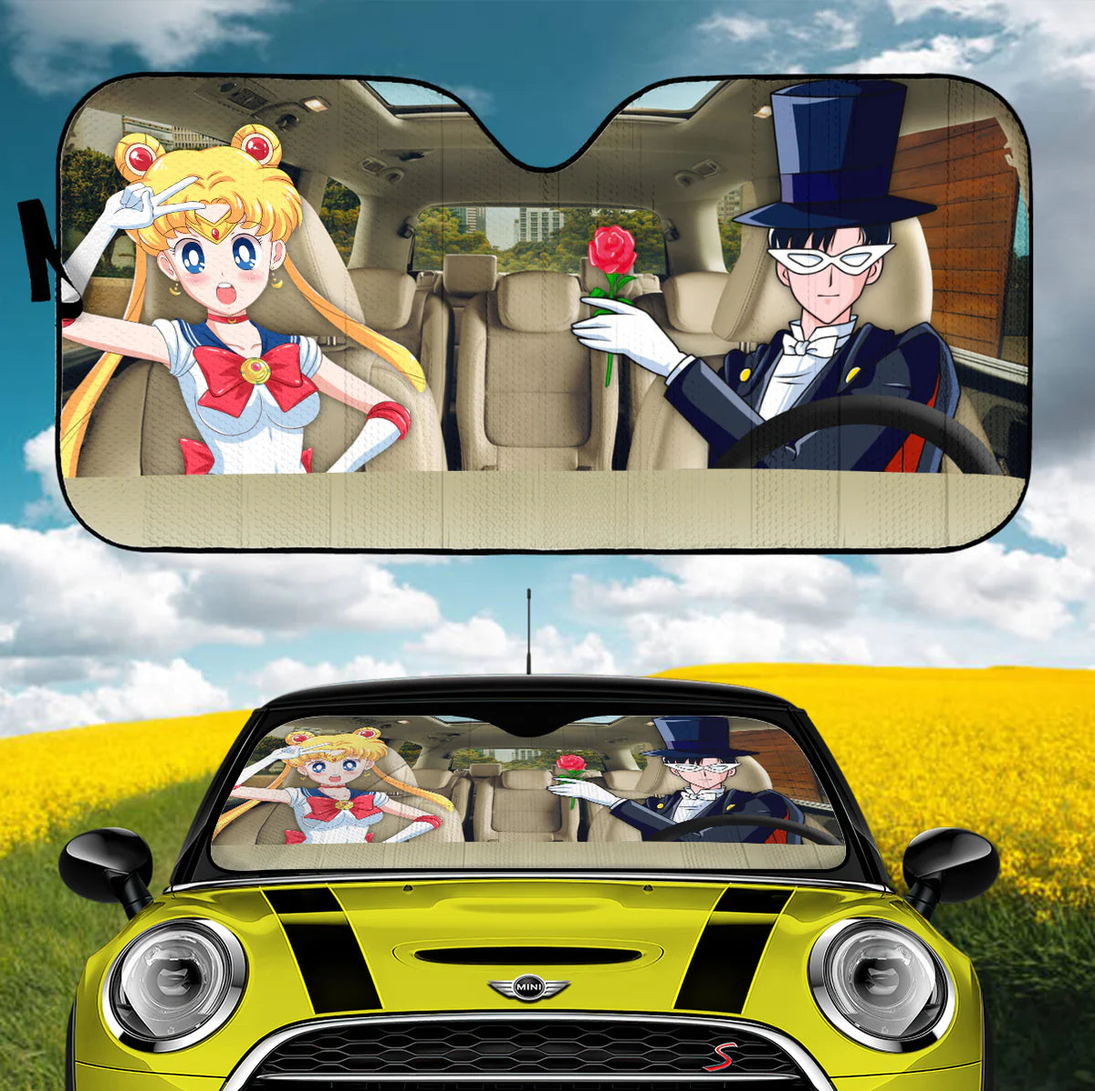 Sailor Moon Car Sun Shade Tuxedo Mask And Sailor Moon Winshield Sun Shade Colorful