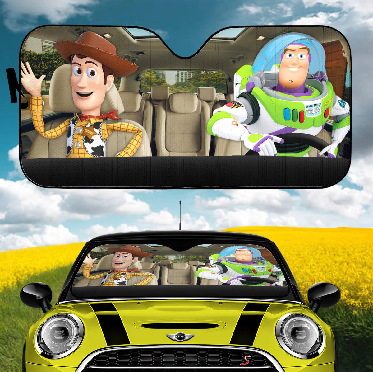 Toy Story Car Sun Shade Woody And Buzz Lightyear Driving Winshield Sun Shade Colorful