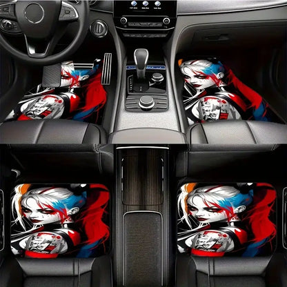 Harley Quinn Car Mats DC Cool Harley Quinn Art Graphic Car Floor Mats Gray Red