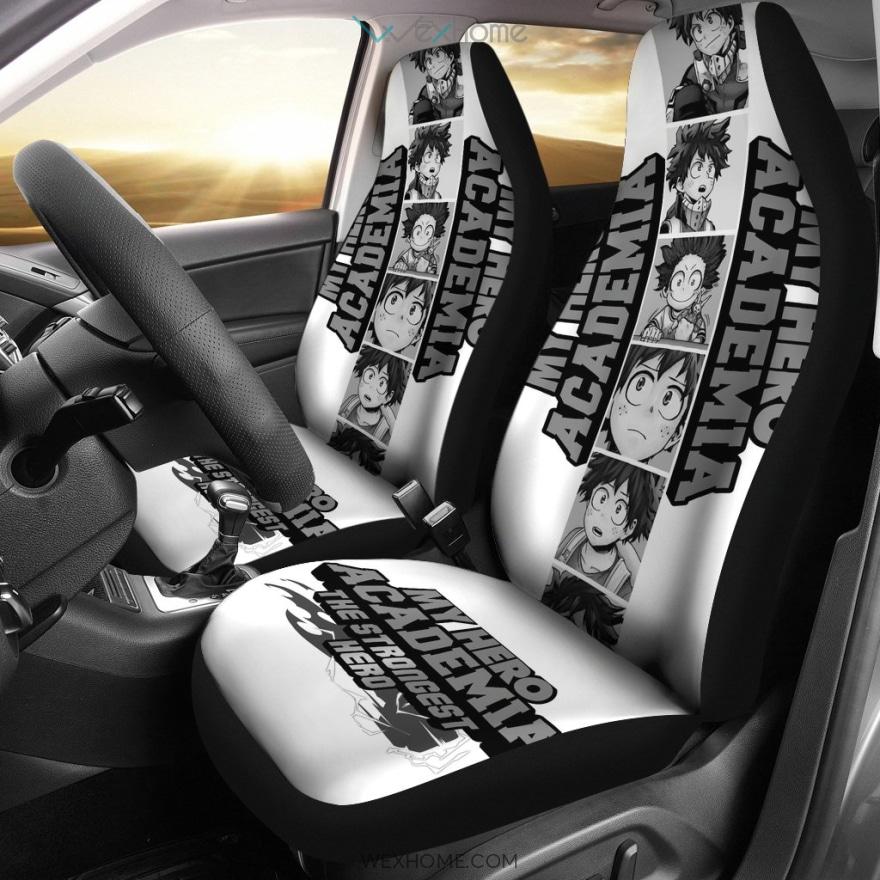 My Hero Academia Car Seat Covers The Strongest Hero Izuku Moments Seat Covers Black White