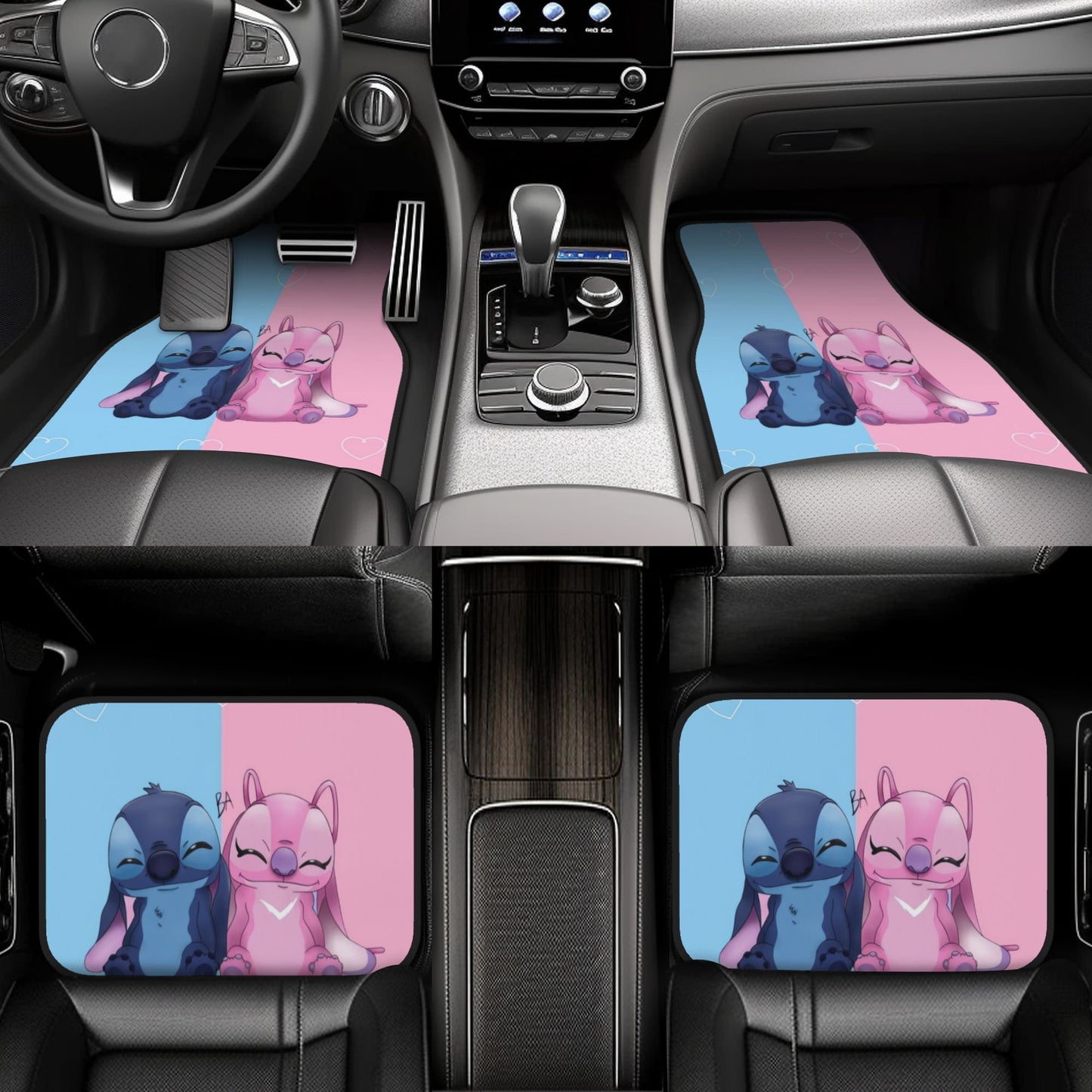 Stitch Car Mats Stitch And Angel Sleeping Side By Side Car Floor Mats Blue Pink