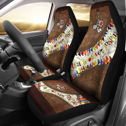 Teacher Car Seat Covers Teach Love Inspire Teacher Seat Covers Brown