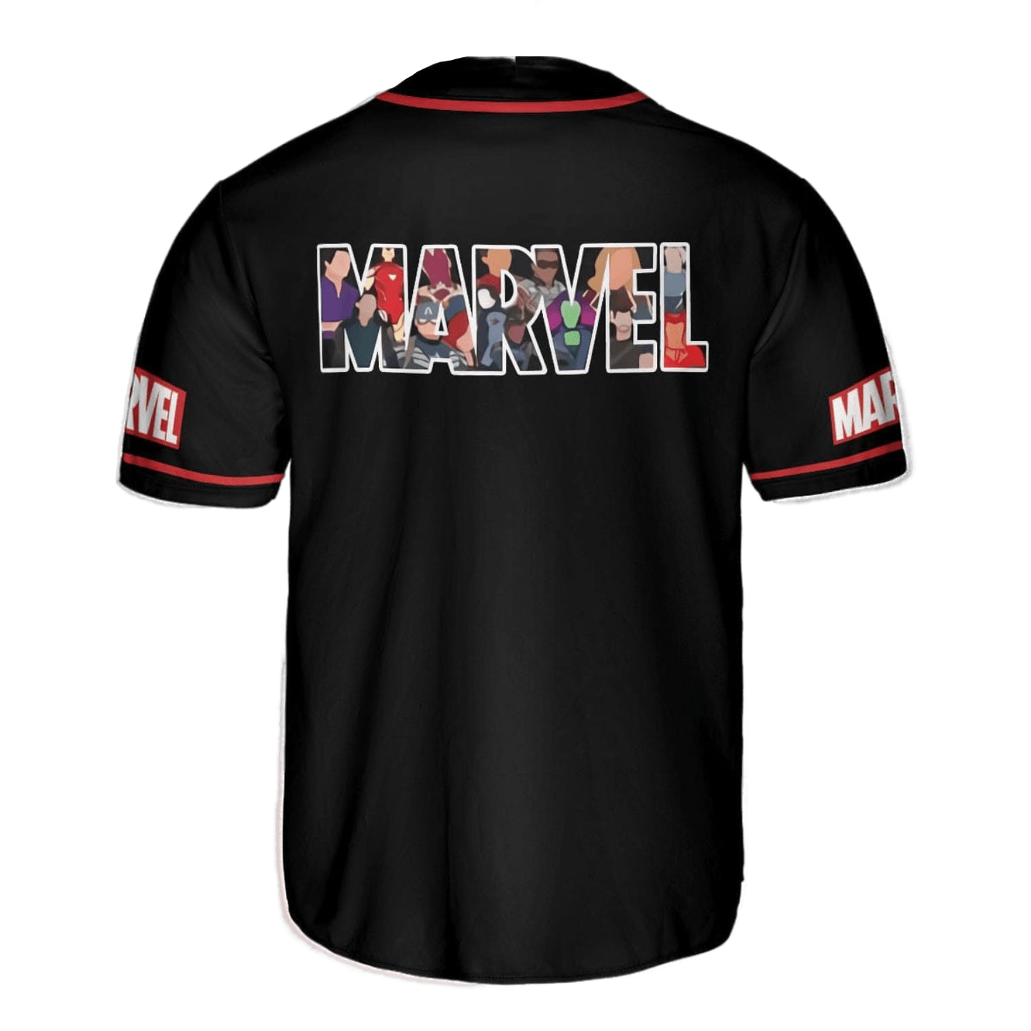 Marvel Jersey Hero Characters Art Graphic In Marvel Black Jersey Shirt Marvel Baseball Jersey For Men