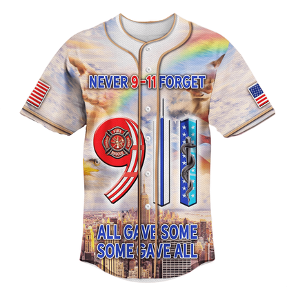 Patriot Day Jersey We Will Never Forget 911 All Gave Some Some Gave All Jersey Shirt September 11th Baseball Jersey For Men