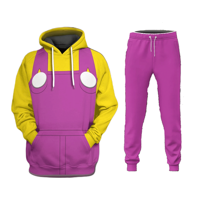 Super Mario Costume Pants Game Character Wario Costume Jogger Yellow Pink Unisex Adults