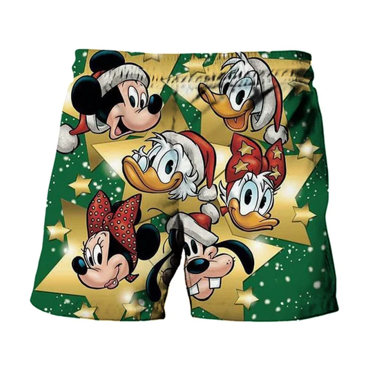 DN Shorts DN Characters Christmas Star Pattern Beach Shorts Colorful