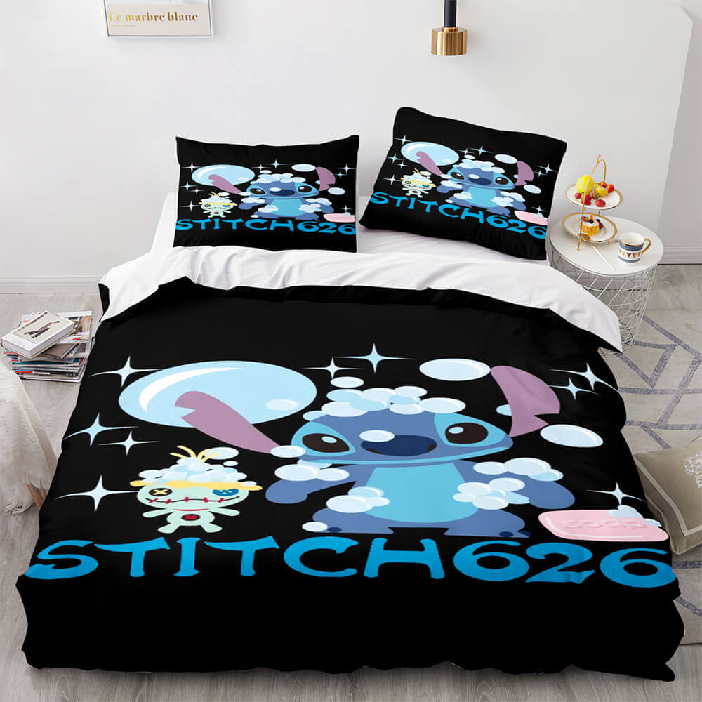 Stitch Bedding Set DN Stitch626 And Scrump With Bubbles Duvet Covers Black Blue Unique Gift