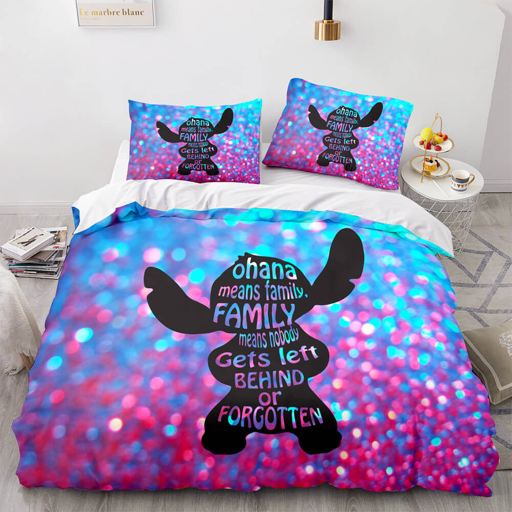 Stitch Bedding Set DN Stitch Silhouette Ohana Means Family Duvet Covers Colorful Unique Gift