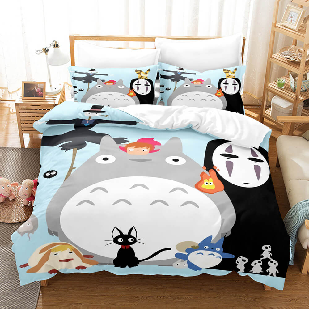 SGhibli Bedding Set Totoro No Face Characters Duvet Covers Colorful Unique Gift