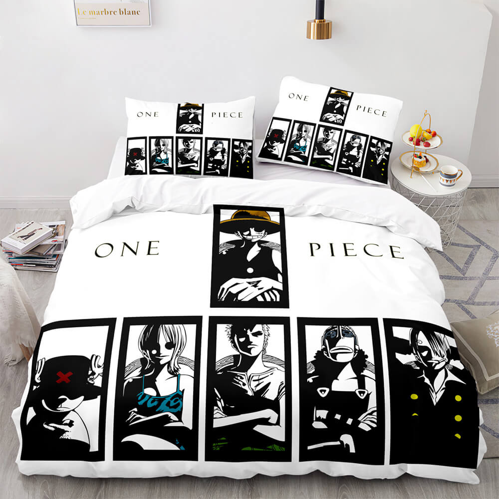 One Piece Bedding Set One Piece Characters Black Figures Duvet Covers Black White Unique Gift