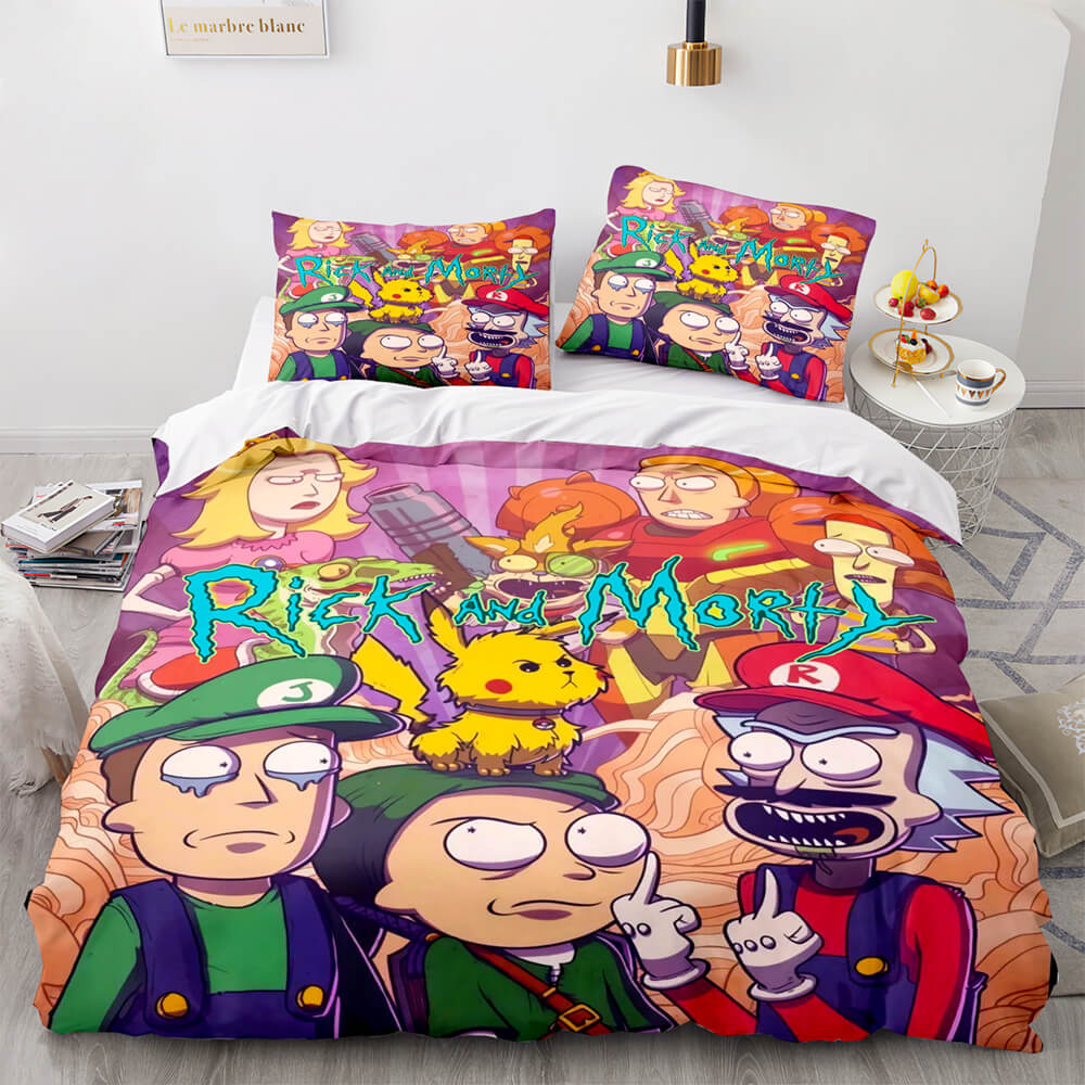 Rick And Morty Bedding Set Rick And Morty Cosplay Mario And Luigi Duvet Covers Colorful Unique Gift