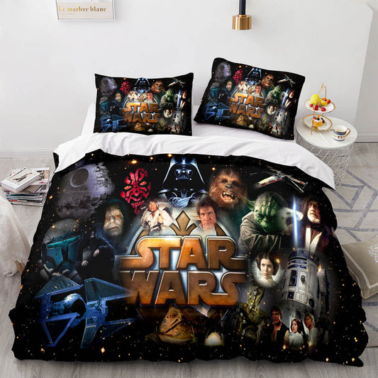 SW Bedding Set SW Characters On Galaxy Duvet Covers Colorful Unique Gift