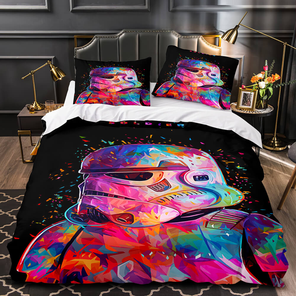 SW Bedding Set SW Stormtrooper Minimalist Art Duvet Covers Colorful Unique Gift