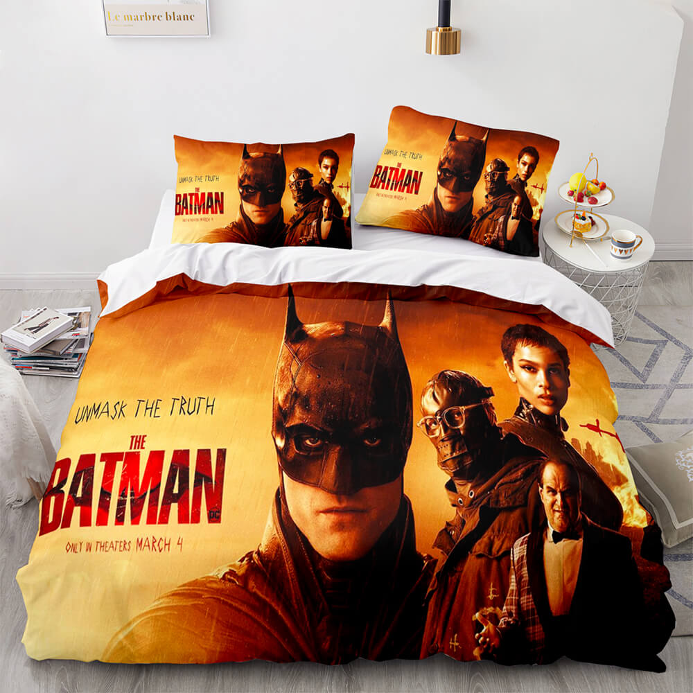 Batman Bedding Set DC Unmask The Truth The Batman Duvet Covers Orange Unique Gift