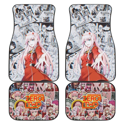 Darling In The Franxx Car Mats Zero Two Oni Darling In The Franxx Manga Pattern Car Floor Mats White Red