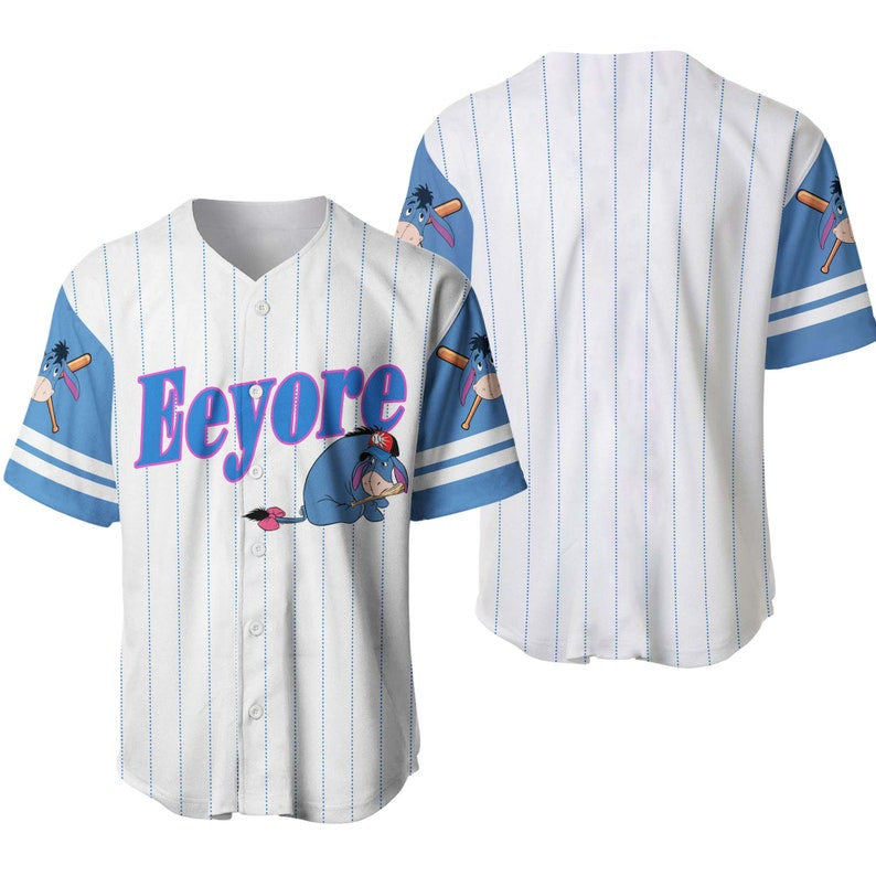 Winnie The Pooh Jersey Disney Winnie The Pooh Eeyore Character Graphic Blue Jersey Shirt Winnie The Pooh Baseball Jersey Disney Baseball Jersey