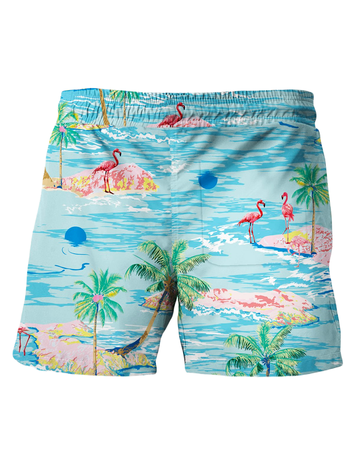 Flamingo Shorts Flamingo Tropical Islands Pattern Beach Shorts Blue